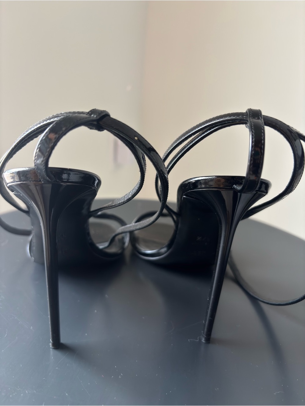 Saint Laurent Black Patent Leather Knotted Strap Stilettos - Picture 4 of 8